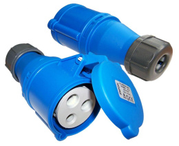 Розетка LanMaster LAN-IEC-309-32A1P/F,  однофазная разборная 32A 250V синий
