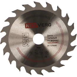 Диск пильный по дереву твердосплавный (140х20/16/12.7 мм; 20 зубьев) REDVERG 6621207