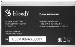 Блок питания BLOODY BD-PS750G,  750Вт,  80 PLUS GOLD,  120мм, белый, retail [bd-ps750g-mw]