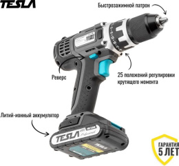 Аккумуляторная дрель-шуруповерт TESLA TCD182DC 621377
