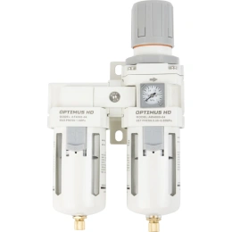 Блок подготовки воздуха 1/2" двухступенчатый с влагоотделителем, регулятором и манометром hd Optimus AFW4000-04