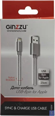 Ginzzu GC-155W Кабель USB AM-- Lightning 0.25м