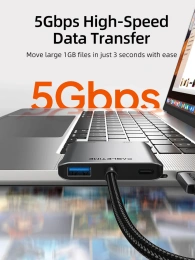 USB-концентратор CABLETIME CB76G (CT-HUBM1-AG) 4-в-1 4K 60 Гц MST USB C к двойному HDMI HUB - Gray