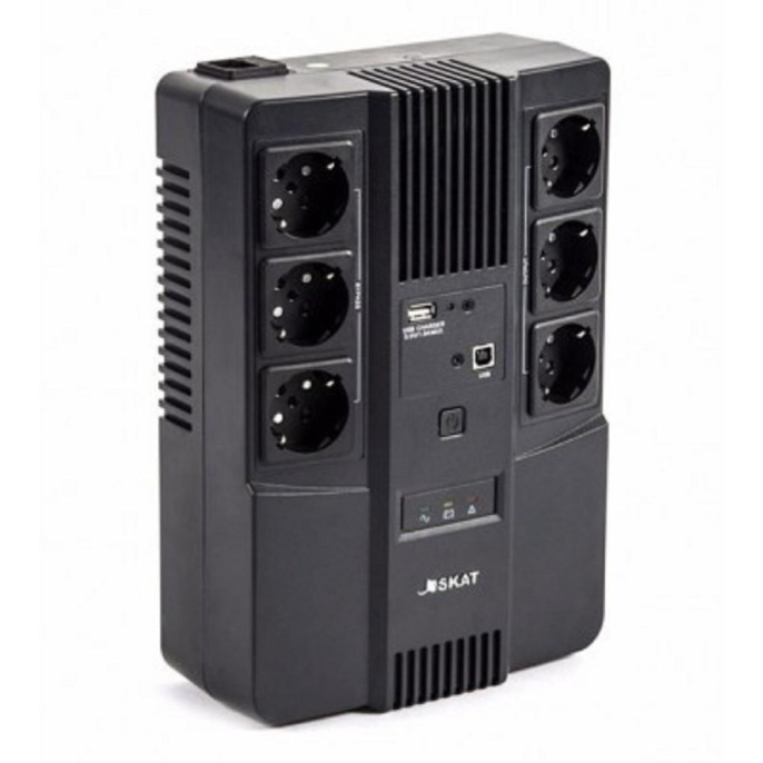 ИБП Бастион SKAT-UPS 800-AI-IN-1x9 {Line-interactive, 800/480Вт, USB/RJ-45, АКБ 1х 9Ач, сверху ЕВРО 3+3, МПТ} 452