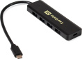 USB-Хаб (концентратор) 4-в-1 ExeGate DUB-4CP/1 (кабель-адаптер USB Type C --> 4xUSB3.0, доп. разъем USB Type-C для подключения источника питания, Plug&Play, черный) EX293986RUS