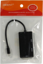ORIENT Кабель-адаптер C310, Mini DisplayPort M - HDMI/ DVI-I/ VGA, длина 0.2 метра, черный (30408)