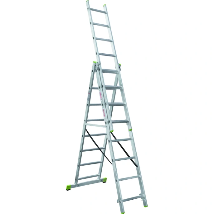 Алюминиевая трехсекционная лестница Новая Высота усиленная 3х8 ступеней 2230308