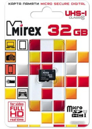 Карта памяти Mirex microSDHC UHS-I (Class 10) 32GB 13612-MCSUHS32  32 ГБ, класс 10, UHS-I (класс U1), чтение: 104 МБ/с, запись: 45 МБ/с