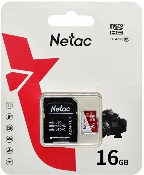 Карта памяти microSDHC UHS-I U1 NETAC P500 Eco 16 ГБ, 90 МБ/с, Class 10, NT02P500ECO-016G-R,  1 шт., с адаптером