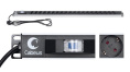 Cabeus PDU-16-20S-B Блок распределения питания для 19" шкафов, вертикальный, 20 розеток Schuko, 16А, автомат защиты, алюминиевый корпус, шнур с вилкой Schuko 2 м