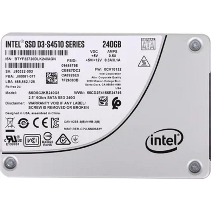 Intel SSD 240Gb S4510 серия SSDSC2KB240G8 01 {SATA3.0, 3D2, TLC, 2.5"}