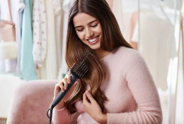 Расческа-выпрямитель Philips BHH885/00,  черный и фиолетовый