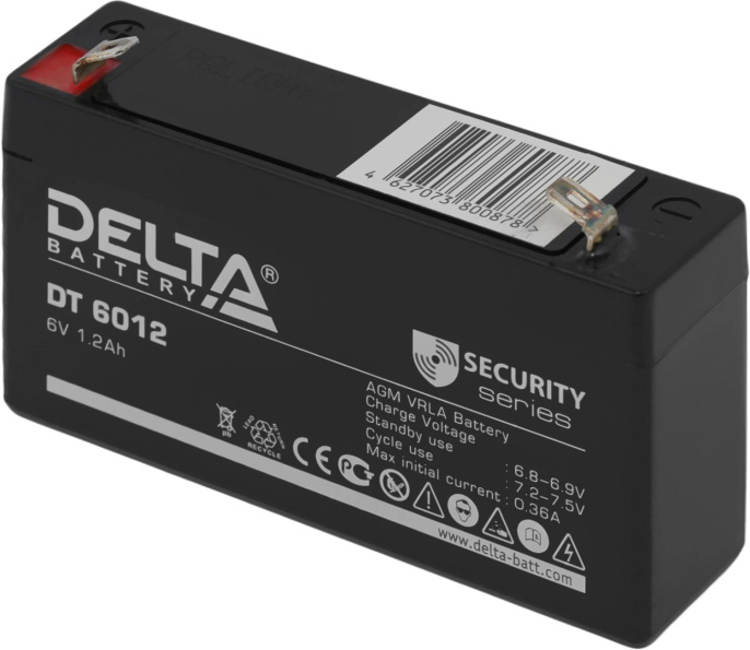 Аккумуляторная батарея 6V/1.2Ah Delta DT 6012 97/24/51(56), 0.29кг, 5лет, F1  4614010040026