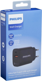 Сетевое зар./устр. Philips DLP4317 20W 0.8A PD USB/USB Type-C универсальное черный DLP4317CB/70