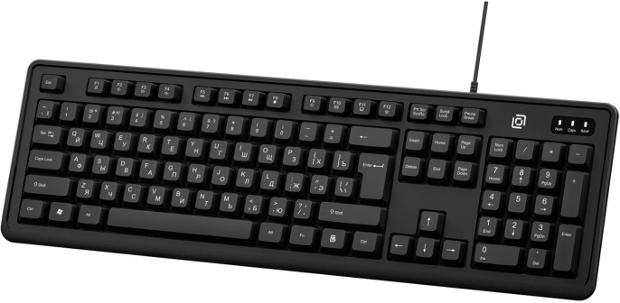Клавиатура Оклик K175 черный USB Multimedia кабель 1.8м