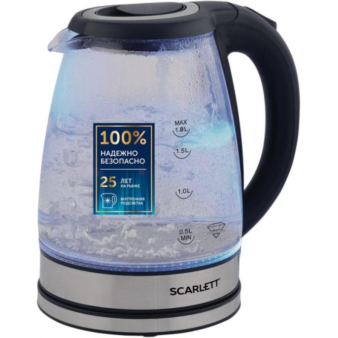 Чайник электрический Scarlett SC-EK27G88 1.8л. 1800Вт черный корпус: стекло