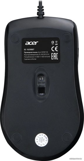 Мышь Acer OMW136 черный оптическая 1200dpi USB 3but ZL.MCEEE.01A