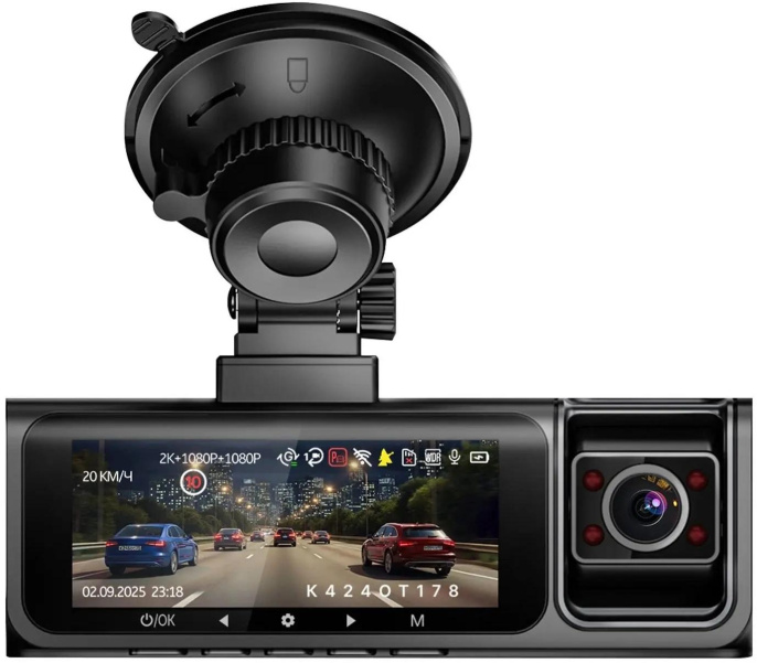 Видеорегистратор TrendVision Phantom 3CH GPS черный 1440x2560 1440p 170гр. GPS SA230D