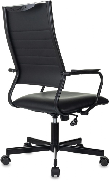Кресло руководителя Бюрократ CH BALANCE PU, экокожа, до 150кг, топ-ган, фиксированные подлокотники,  черный