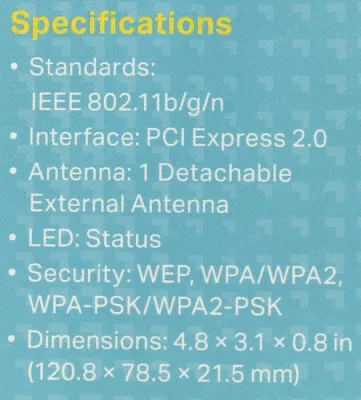 Сетевая карта TP-LINK TL-WN781ND Wireless N PCI Express Adapter (802.11b/g/n, 150Mbps, 2dBi)