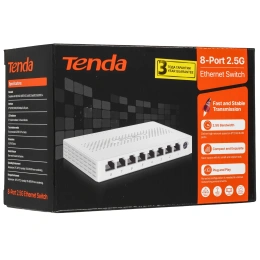 Коммутатор неуправляемый Tenda SM108, 8 портов, 8x2,5Гбит / с, настольный, пластиковый корпус