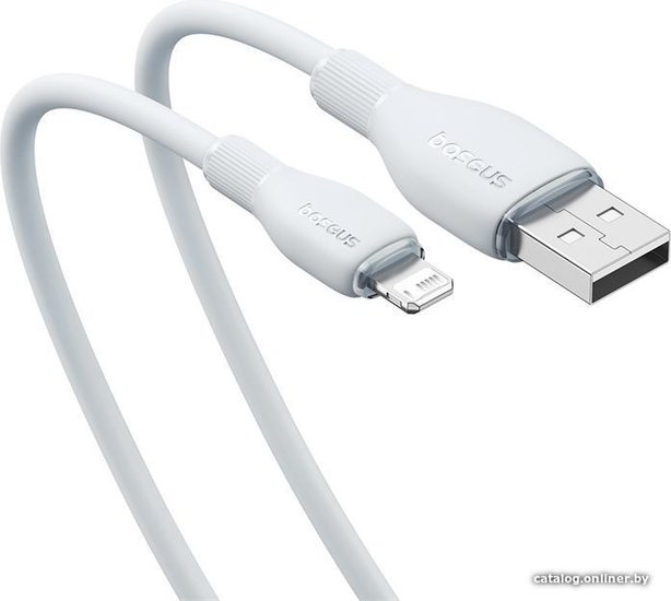 Кабель Baseus P10355700221-01 Pudding Series Fast Charging Cable USB to iP 2.4A 2m Stellar White (передача данных: 480 Мбит/с, поддержка быстрой зарядки)