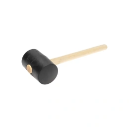 Киянка резиновая Kranz 1130 г, черная резина, деревянная рукоятка KR-12-8146