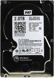 Жесткий диск WD Black 2TB (WD2003FZEX) 3.5", SATA 3.0 (6Gbps), 7200 об/мин, буфер 64 МБ, линейная скорость 164/164 МБ/с, технология CMR