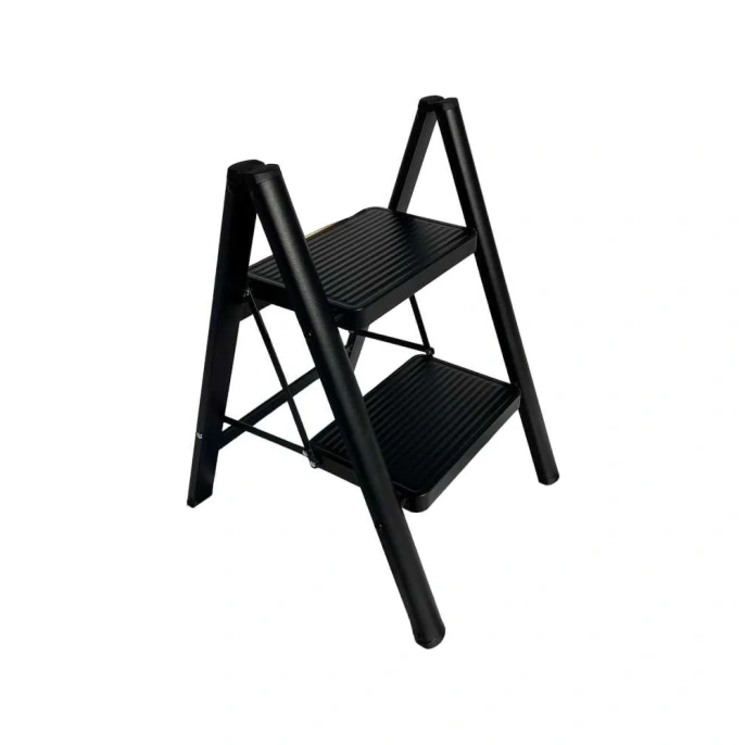 Стремянка стальная АЛЮБЭСТ (черный цвет), 2 ступени, 44см DLS402B