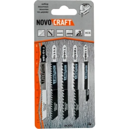 Набор пилок по дереву (5 шт; T101BR, Т111С, T144D, Т244D, Т119BO; Т-хвостовик) для лобзика Novocraft SET5D