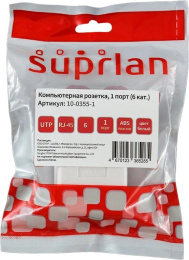 Розетка Suprlan (10-0355-1) наклад.RJ45 1 кат.6 UTP бел.