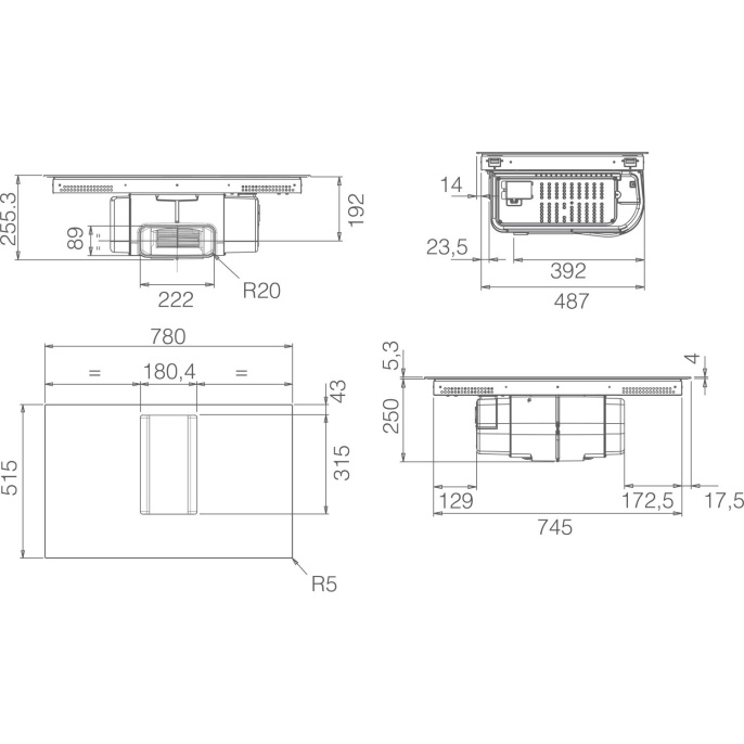 Варочная панель с вытяжкой ELICA/ Варочная панель с вытяжкой ELICA, индукционная, 78 см, 4 конфорки, слайдерное управление, Booster, индикация остаточного тепла, таймер, определение наличия посуды, пауза, 4 уровня мощности вытяжки, рециркуляция, цвет черн