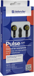 Гарнитура для смартфонов Defender Pulse 420 черный + желтый, вставки [63421]