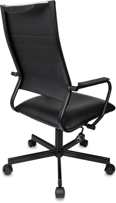 Кресло руководителя Бюрократ CH BALANCE PU, экокожа, до 150кг, топ-ган, фиксированные подлокотники,  черный