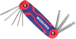 Набор ключей WorkPro WP222020 8 предметов шестигранные, хром-ванадиевая сталь, закаленная и отпущенная, эргономичная конструкция рукоятки с удобным захватом 1.5, 2, 2.5, 3, 4, 5, 6, 8 мм