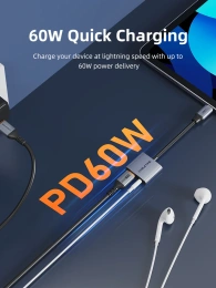 Адаптер CABLETIME CPA1G (CT-CMAC-AG) USB C на 3,5 мм аудио+USB C PD 60 Вт