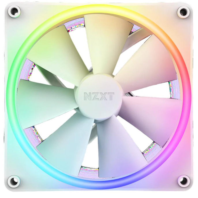 Кулер для корпуса ПК/ Case Cooler NZXT F140 RGB Duo 140x140x25mm, 4-pin PWM, RGB, 84.75CFM, 36dBA, 1800RPM, White RF-D14SF-W1