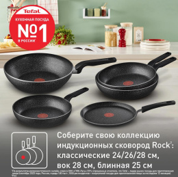 Сковорода Tefal Rock 4235124 круглая 24см покрытие: антипригарное ручка несъемная без крышки черный 9100054293