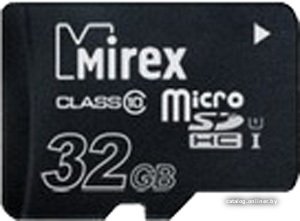 Карта памяти Mirex microSDHC UHS-I (Class 10) 32GB 13612-MCSUHS32  32 ГБ, класс 10, UHS-I (класс U1), чтение: 104 МБ/с, запись: 45 МБ/с