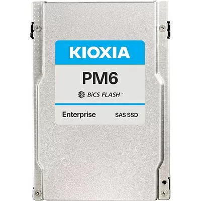 Серверный твердотельный накопитель KIOXIA SSD PM6-R, 15360GB, 2.5" 15mm, SAS 24G, TLC, R/W 4150/3700 MB/s, IOPs 595K/160K, TBW 28032, DWPD 1 (12 мес.)