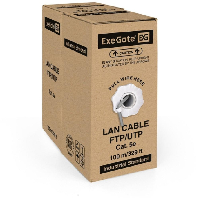 Кабель ExeGate UTP4-C5e-CCA-S24-IN-PVC-GY-100 UTP 4 пары кат.5e CCA, 24AWG, бухта 100м, серый, PVC EX281816RUS