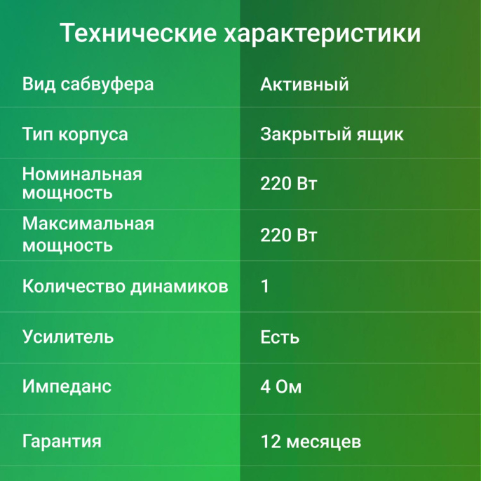 Сабвуфер автомобильный Digma DCS-100 220Вт активный 25см/10"