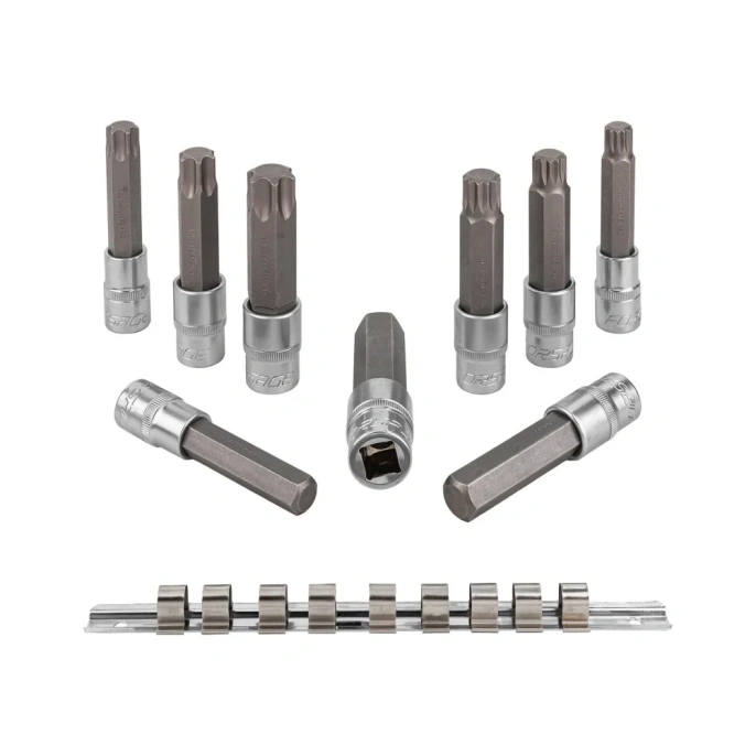 Набор головок-бит разнопрофильных Spline-Torx-Hex на планке (9 шт; 1/2") Forsage F-40919L(46633)