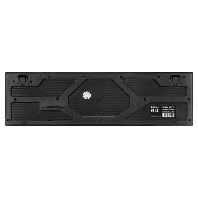 Комплект ExeGate Professional Standard Combo MK110 (клавиатура мультимедийная влагозащищенная 104кл. + мышь оптическая 1000dpi, 3 кнопки и колесо прокрутки, длина кабелей 1,5м; USB, черный, Color Box) EX295302RUS