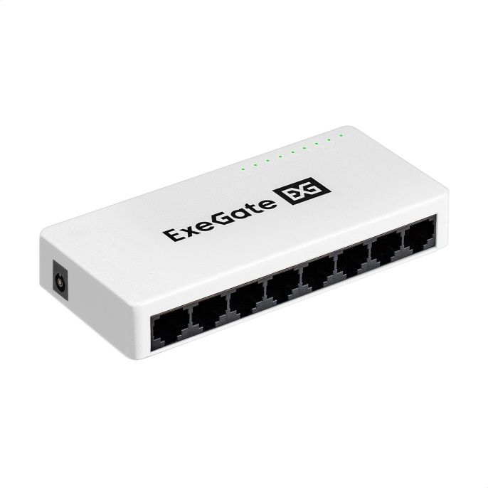 Коммутатор неуправляемый ExeGate EDES-1008C (8-портовый UTP 10/100Mbps, с функцией энергосбережения (Green Ethernet Technology), настольный/настенный) EX298686RUS
