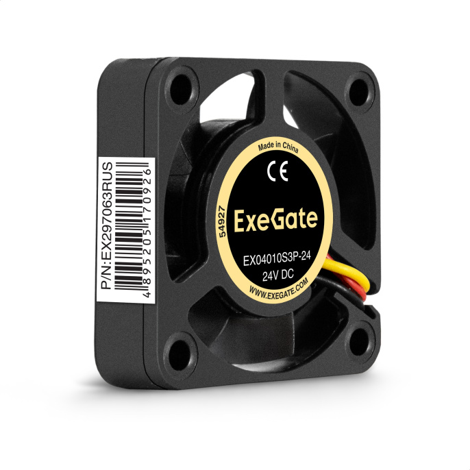 Вентилятор 24В DC ExeGate EX04010S3P-24 (40x40x10 мм, Sleeve bearing (подшипник скольжения), 3pin, 7500RPM, 30dBA) EX297063RUS