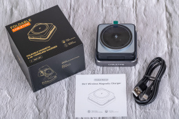 Беспроводное зарядное устройство CABLETIME CE12B (CT-WPG01-PG) 3-в-1, Qi-зарядка, 15 Вт, автодержатель, быстрая зарядка