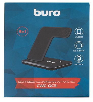 Беспроводное зар./устр. Buro CWC-QC3 3A PD+QC для Apple кабель USB Type C черный (CWC-QC3A18BK)