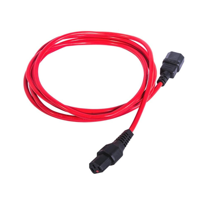 Шнур питания с фиксатором IEC 60320 C13/IEC 60320 C14, 10 А / 250 В 3 х 1,0 , длина 1,8 м, красный R-10-Cord-C13-C14-1.8-Red
