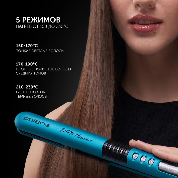 Выпрямитель Polaris PHS 2511K 35Вт бирюзовый/черный макс.темп.:230С покрытие:керамико-турмалиновое